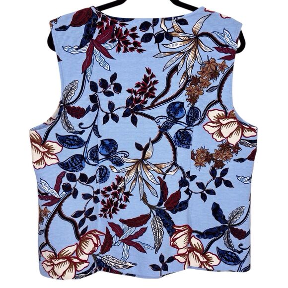 Talbots Ottoman Square Neck Shell Sleeveless Verdant Botanical Ribbed Women’s XL - Picture 2 of 7